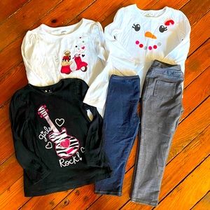 Mix & Match  Bundle Size 4T 3 Long Sleeve Shirts & 2 Jeggings